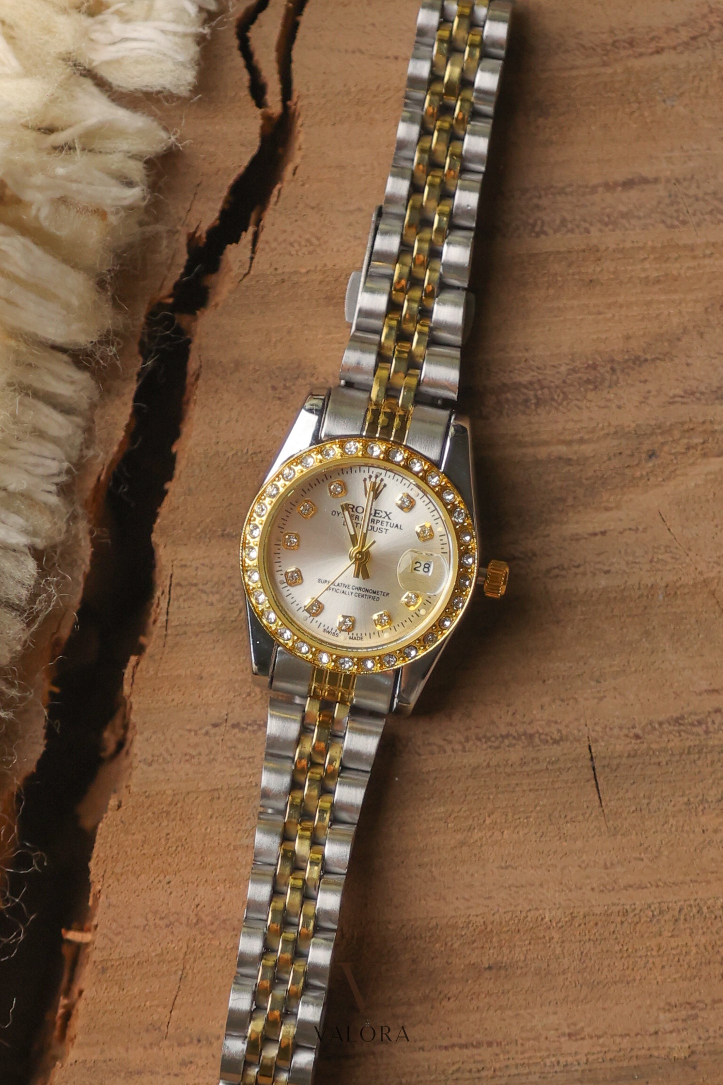 Rol-ex Mini Diamond White Dial