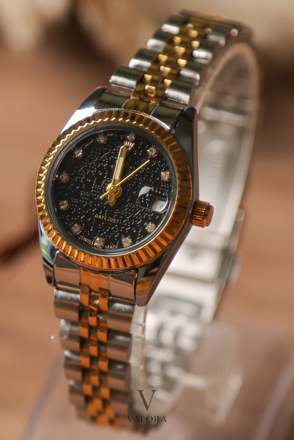 Rol-ex Two Tone Black Dial