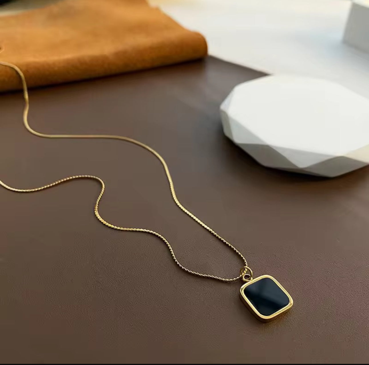 Square black necklace