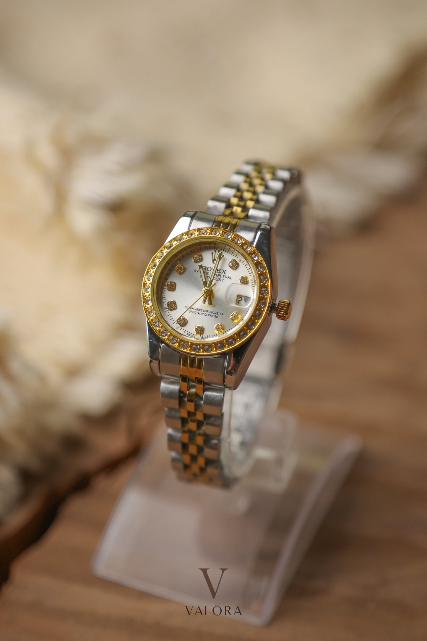Rol-ex Mini Diamond White Dial