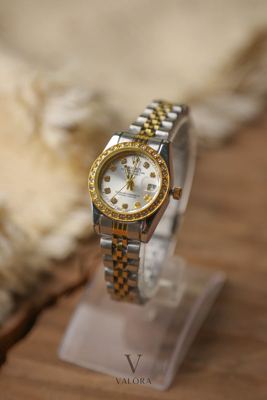 Rol-ex Mini Diamond White Dial