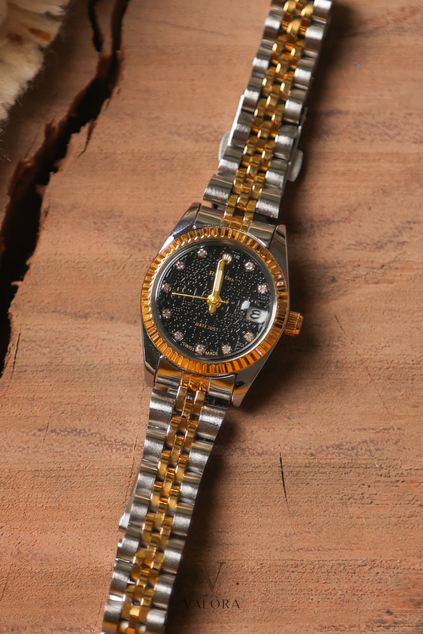 Rol-ex Two Tone Black Dial