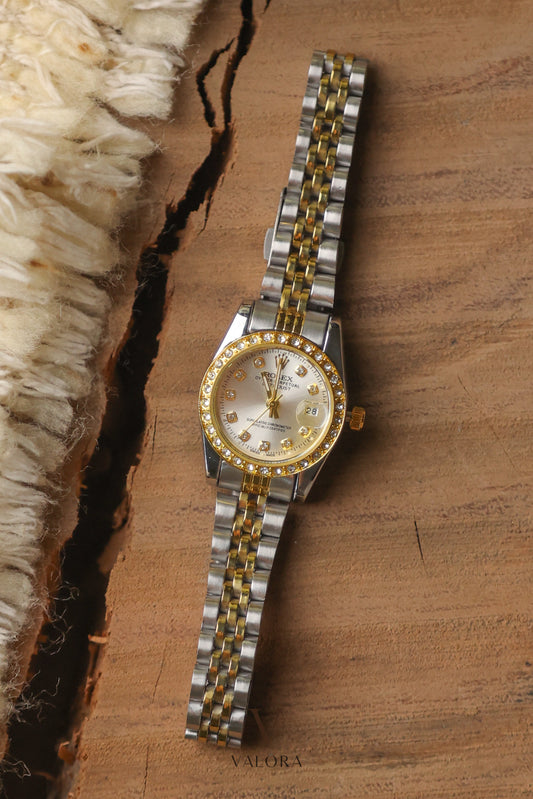 Rol-ex Mini Diamond White Dial