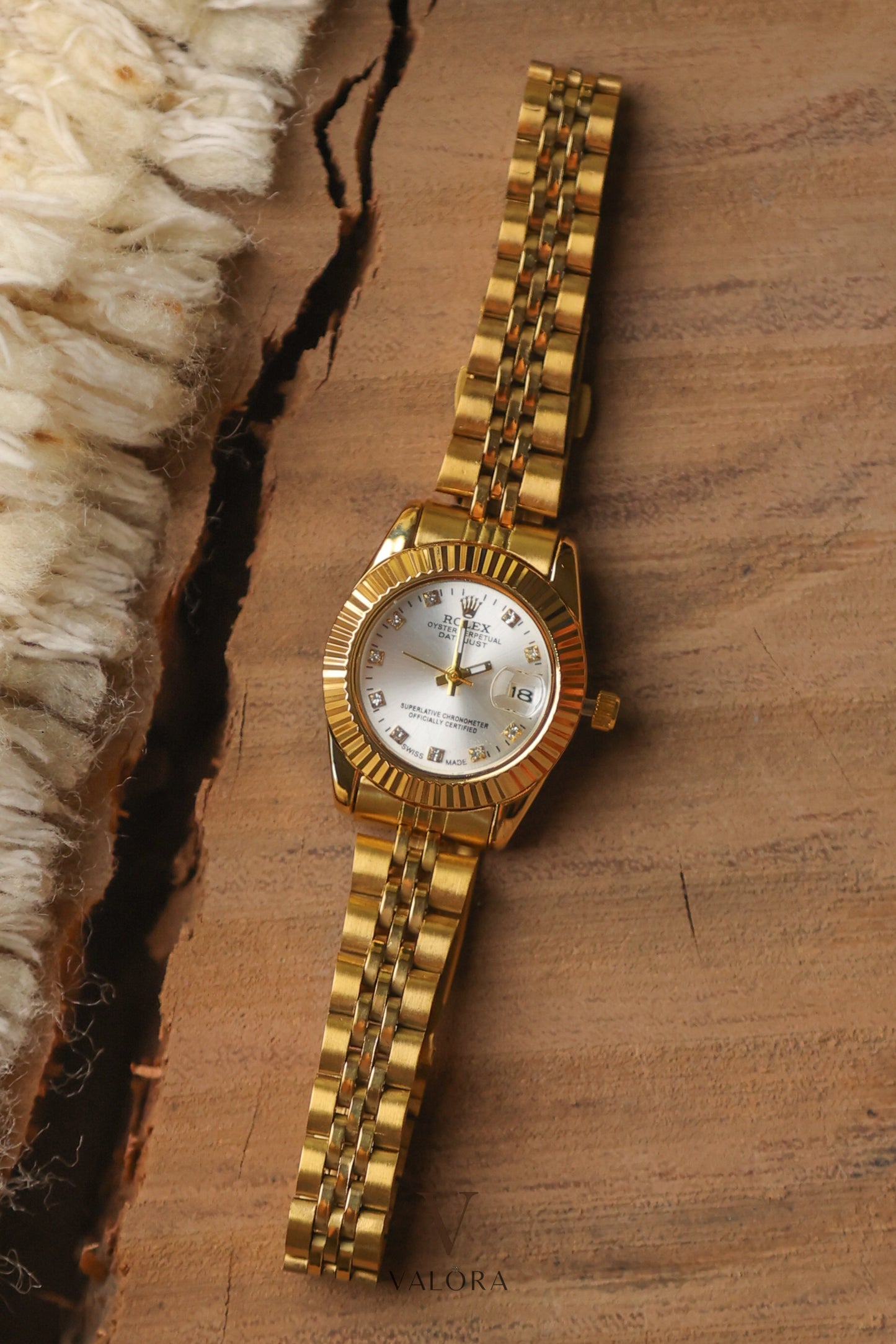 Rol-ex Golden White Dial Datejust