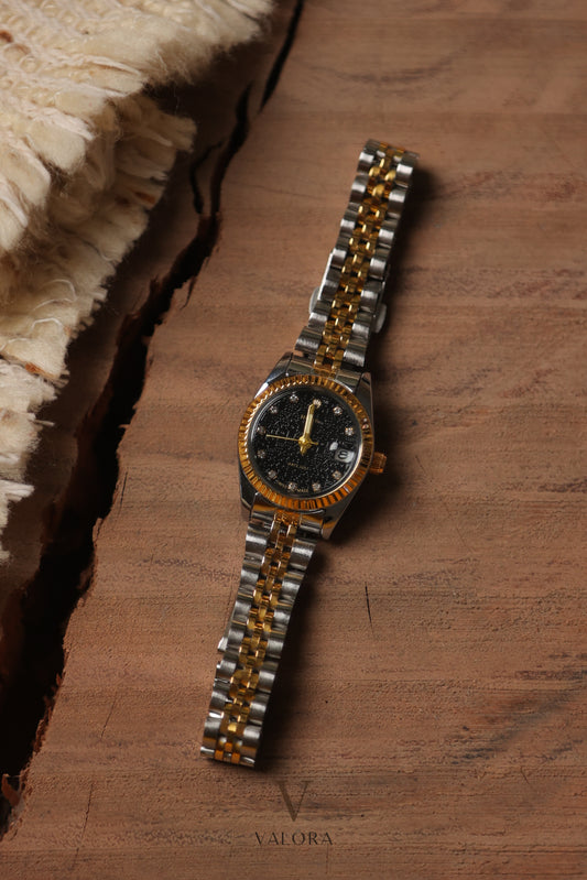 Rol-ex Two Tone Black Dial