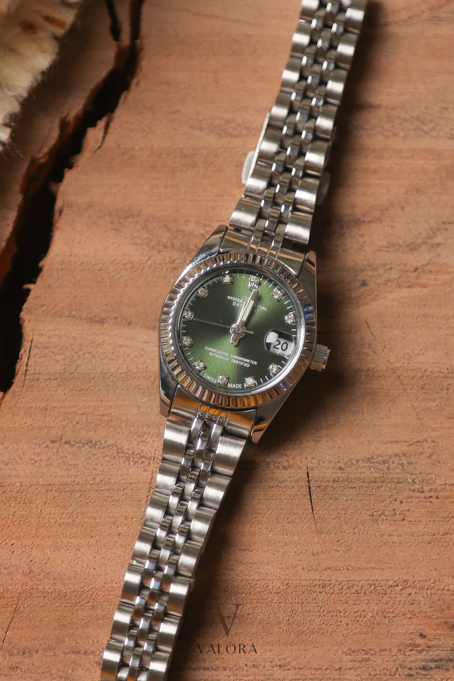 Rol-ex Mini Silver Green Dial