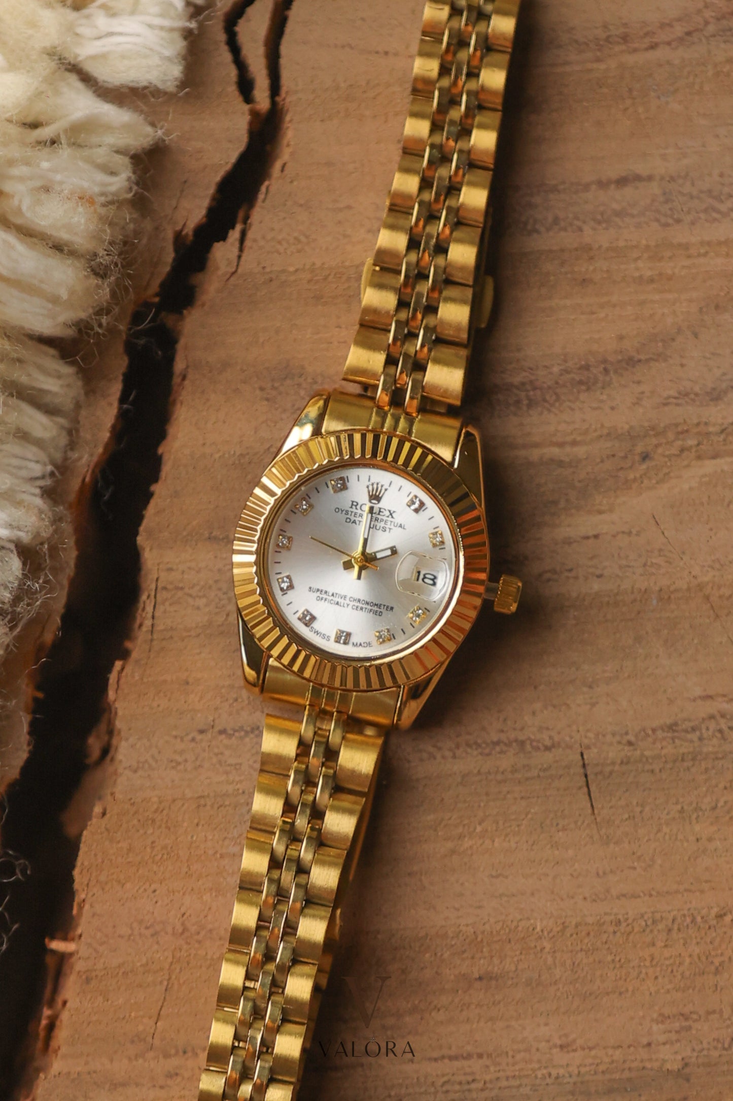 Rol-ex Golden White Dial Datejust
