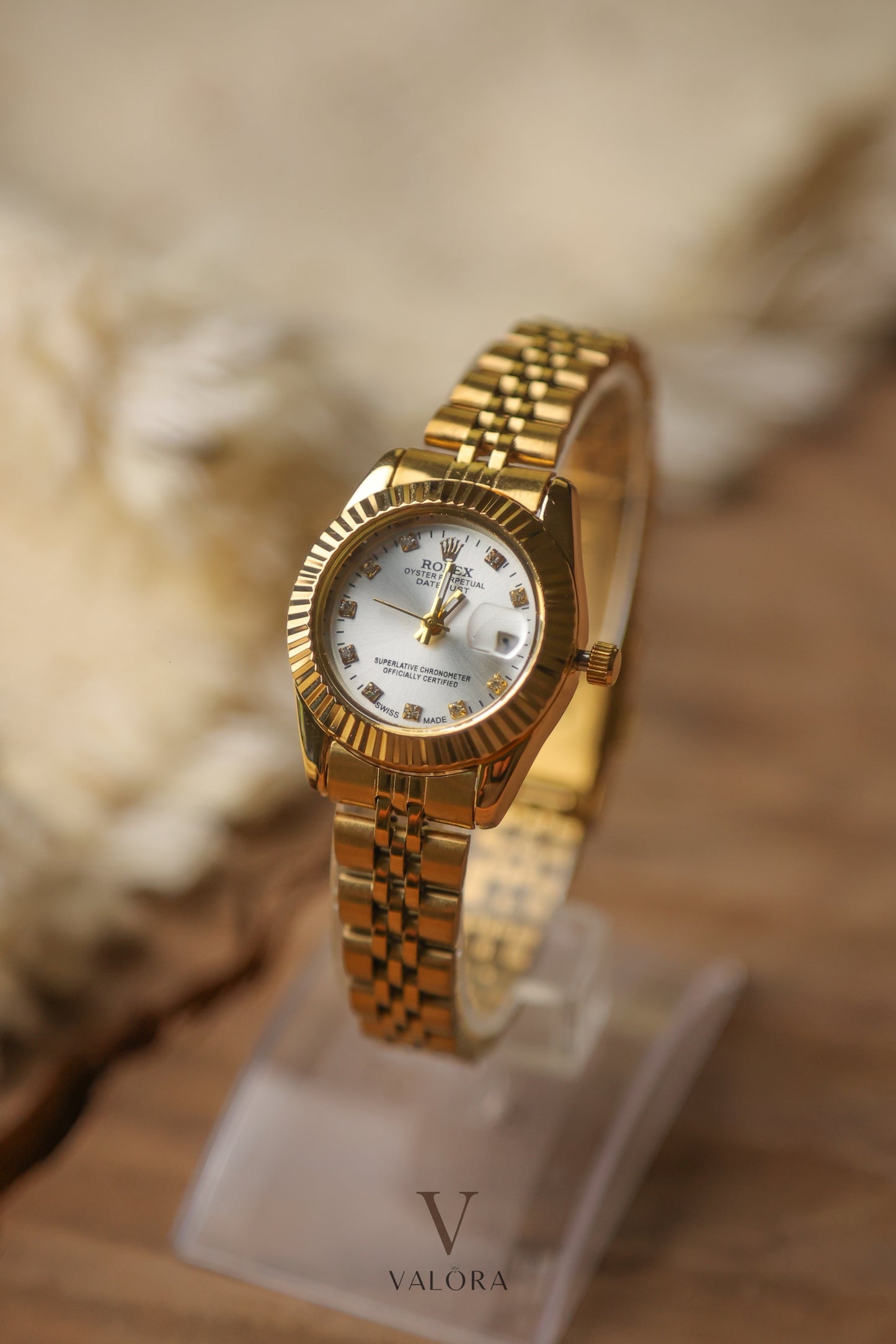 Rol-ex Golden White Dial Datejust