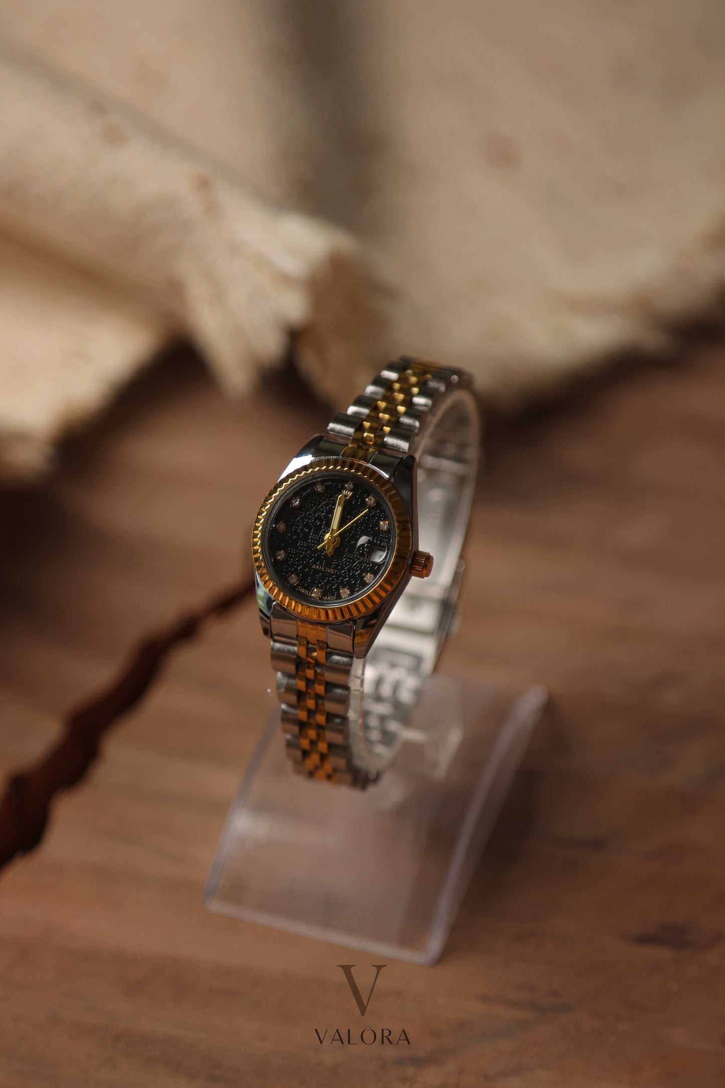 Rol-ex Two Tone Black Dial