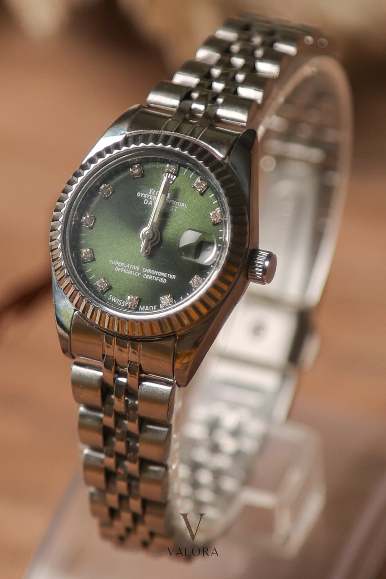 Rol-ex Mini Silver Green Dial