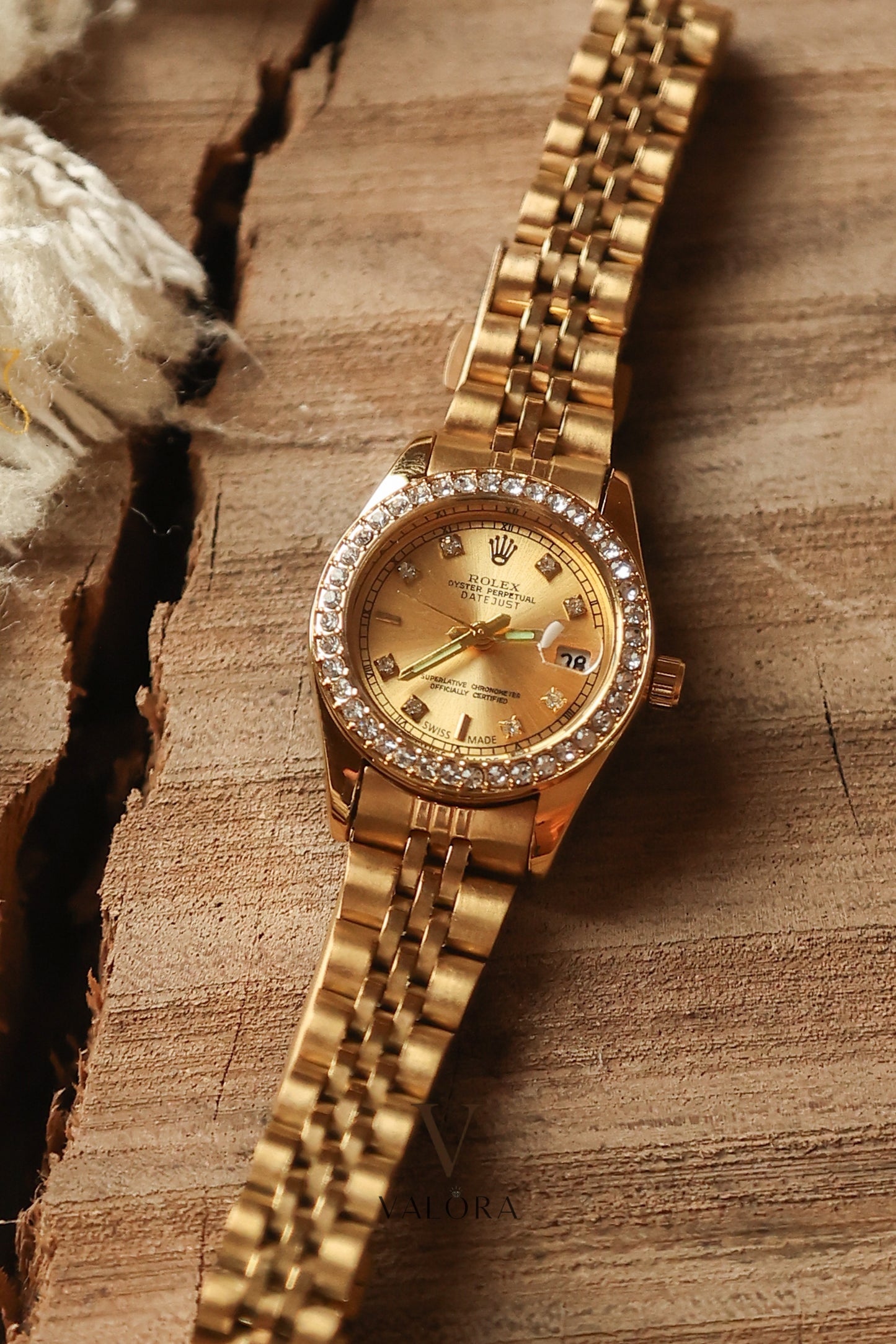 Rol-ex Mini Golden Diamond Bezel