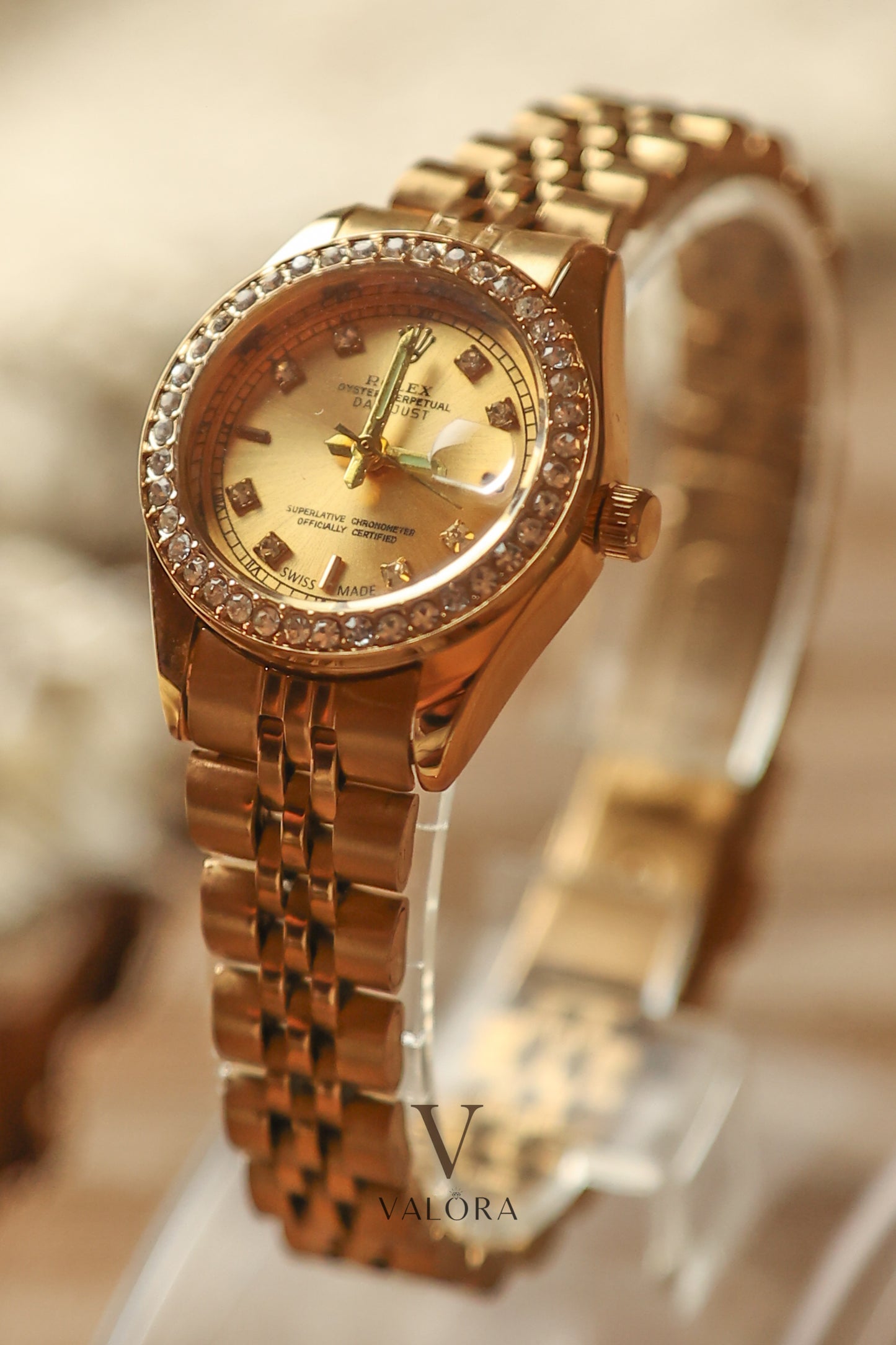 Rol-ex Mini Golden Diamond Bezel