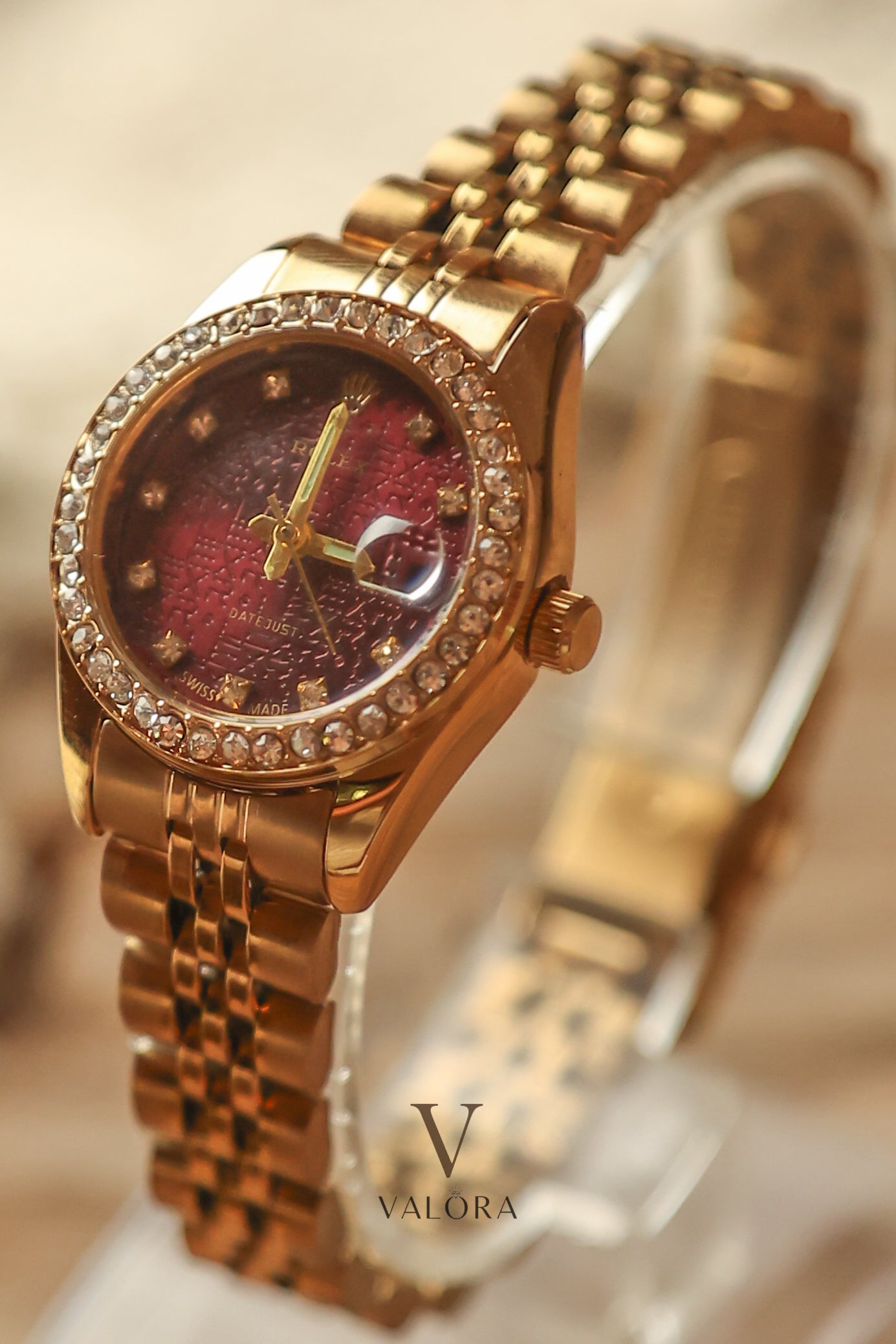 Rol-ex Mini Red Diamond Bezel
